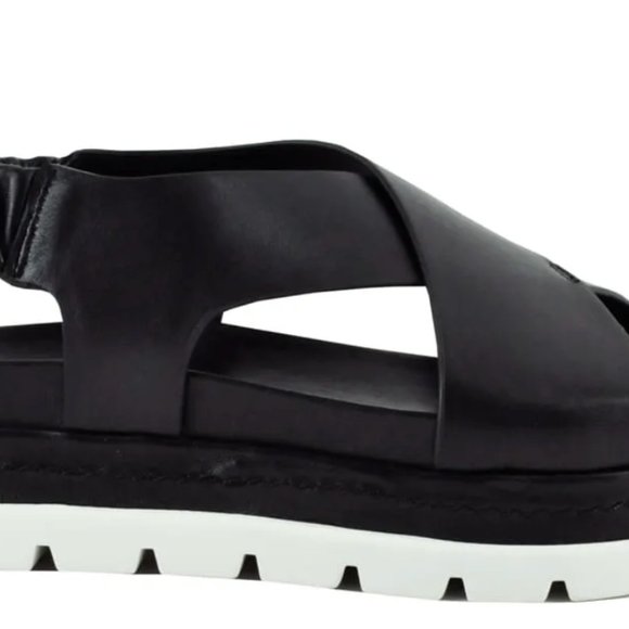 J/SLIDES Black/Cream Breathable Leather Platform Sandals | Excellent Condition - Picture 2 of 3